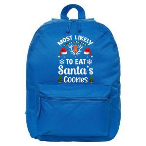 Most Likely To Eat Santas Cookies Family Christmas Holiday Gift 16 in Basic Backpack