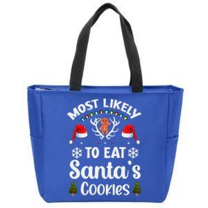 Most Likely To Eat Santas Cookies Family Christmas Holiday Gift Zip Tote Bag