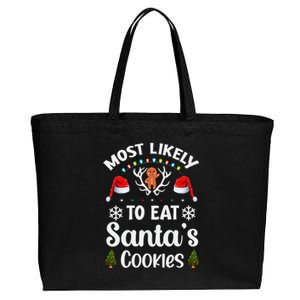 Most Likely To Eat Santas Cookies Family Christmas Holiday Gift Cotton Canvas Jumbo Tote