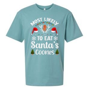 Most Likely To Eat Santas Cookies Family Christmas Holiday Gift Sueded Cloud Jersey T-Shirt