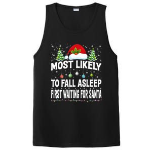 Most Likely To Fall Asleep First Waiting For Santa Christmas Funny Gift PosiCharge Competitor Tank