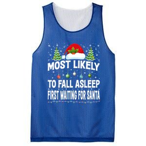 Most Likely To Fall Asleep First Waiting For Santa Christmas Funny Gift Mesh Reversible Basketball Jersey Tank