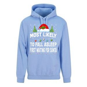 Most Likely To Fall Asleep First Waiting For Santa Christmas Funny Gift Unisex Surf Hoodie