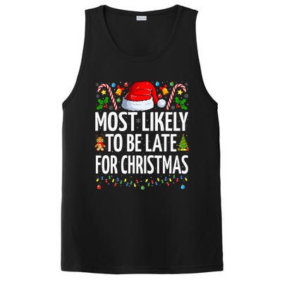 Most Likely To Be Late For Christmas Funny Family Christmas PosiCharge Competitor Tank