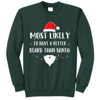 Most Likely To Have A Better Beard Than Santa Family Xmas  Tall Sweatshirt