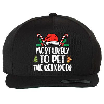 Most Likely To Pet The Reindeer Funny Christmas Holiday Gift Wool Snapback Cap