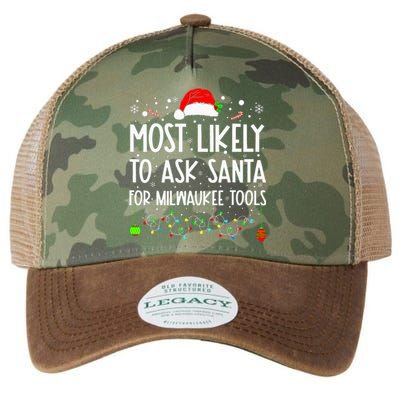 Most Likely To Ask Santa For Milwaukee Tools Christmas Xmas Legacy Tie Dye Trucker Hat