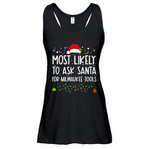 Most Likely To Ask Santa For Milwaukee Tools Christmas Xmas Ladies Essential Flowy Tank