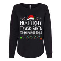 Most Likely To Ask Santa For Milwaukee Tools Christmas Xmas Womens California Wash Sweatshirt