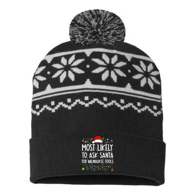 Most Likely To Ask Santa For Milwaukee Tools Christmas Xmas USA-Made Snowflake Beanie