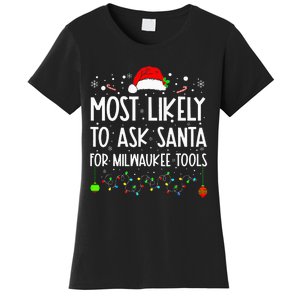 Most Likely To Ask Santa For Milwaukee Tools Christmas Xmas Women's T-Shirt