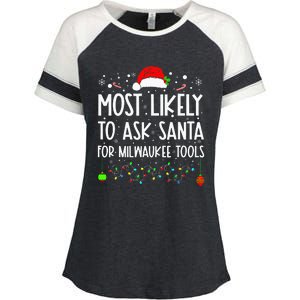 Most Likely To Ask Santa For Milwaukee Tools Christmas Xmas Enza Ladies Jersey Colorblock Tee