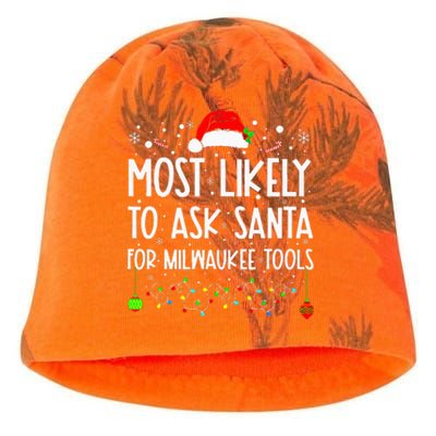 Most Likely To Ask Santa For Milwaukee Tools Christmas Xmas Kati - Camo Knit Beanie