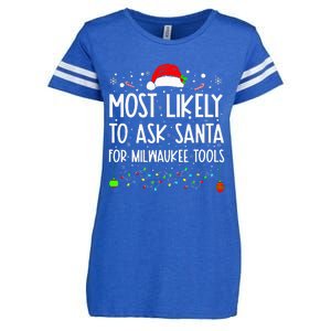 Most Likely To Ask Santa For Milwaukee Tools Christmas Xmas Enza Ladies Jersey Football T-Shirt