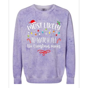 Most Likely To Watch All Christmas Movies Family Matching  Colorblast Crewneck Sweatshirt