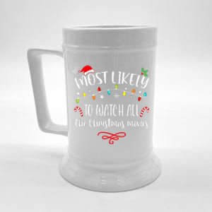 Most Likely To Watch All Christmas Movies Family Matching  Beer Stein