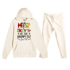 Most Likely To Be The Grumpy Elf Christmas Family Matching Premium Hooded Sweatsuit Set