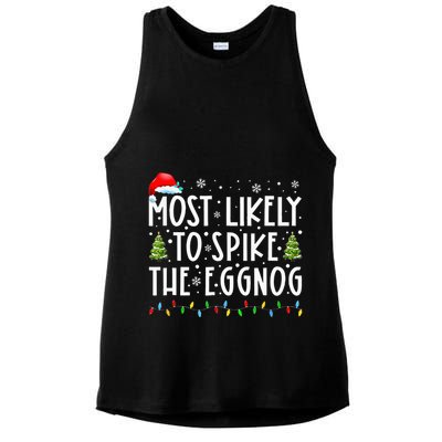 Most Likely To Spike The Eggnog Family Matching Christmas Ladies PosiCharge Tri-Blend Wicking Tank