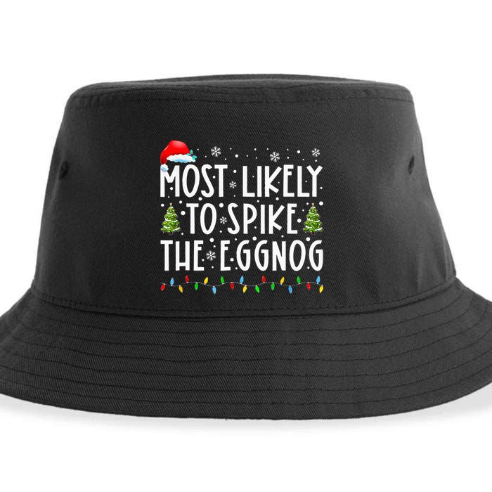 Most Likely To Spike The Eggnog Family Matching Christmas Sustainable Bucket Hat