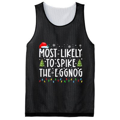 Most Likely To Spike The Eggnog Family Matching Christmas Mesh Reversible Basketball Jersey Tank