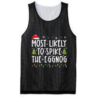 Most Likely To Spike The Eggnog Family Matching Christmas Mesh Reversible Basketball Jersey Tank
