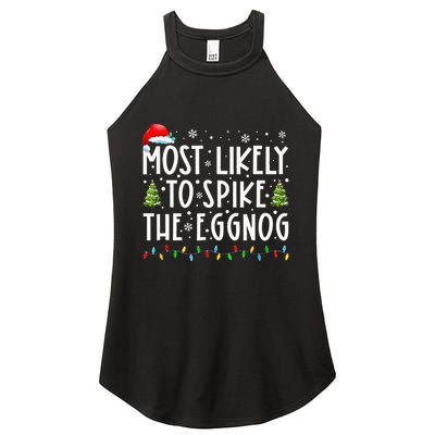 Most Likely To Spike The Eggnog Family Matching Christmas Women's Perfect Tri Rocker Tank