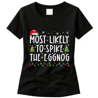 Most Likely To Spike The Eggnog Family Matching Christmas Womens T-Shirt