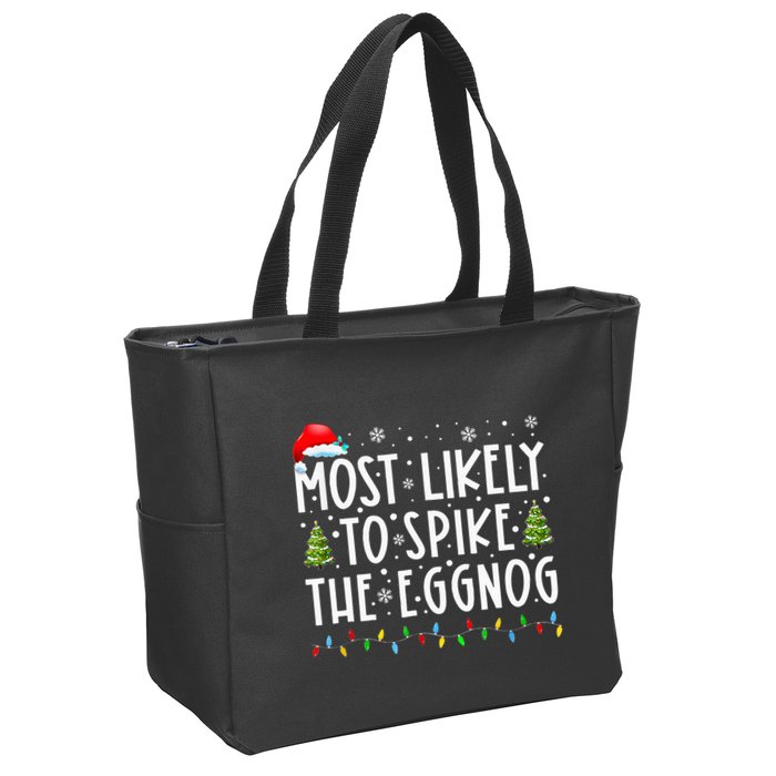 Most Likely To Spike The Eggnog Family Matching Christmas Zip Tote Bag