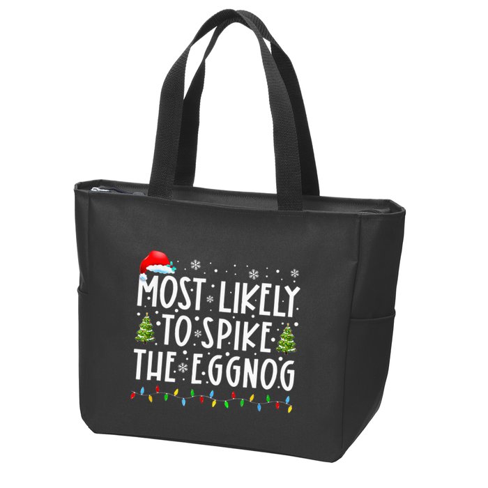 Most Likely To Spike The Eggnog Family Matching Christmas Zip Tote Bag