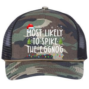 Most Likely To Spike The Eggnog Family Matching Christmas Retro Rope Trucker Hat Cap