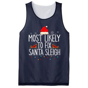 Most Likely To Fix Santa Sleigh On Christmas Mesh Reversible Basketball Jersey Tank