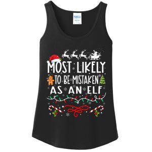 Most Likely To Be Mistaken As An Elf Family Christmas Ladies Essential Tank