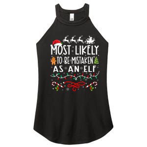 Most Likely To Be Mistaken As An Elf Family Christmas Women's Perfect Tri Rocker Tank