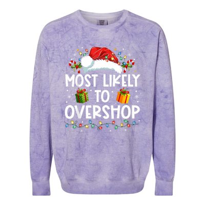 Most Likely To Overshop Shopping Family Crew Christmas Colorblast Crewneck Sweatshirt