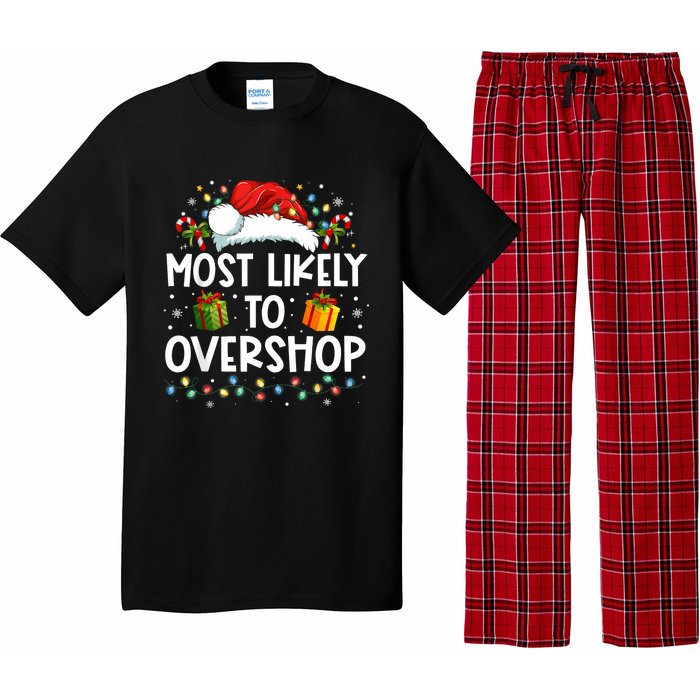 Most Likely To Overshop Shopping Family Crew Christmas Pajama Set