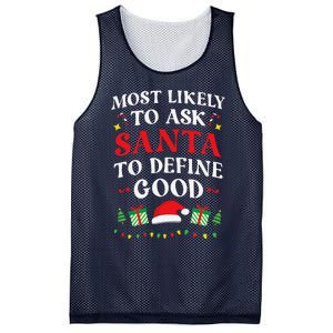 Most Likely To Ask Santa To Define Good Christmas Matching Mesh Reversible Basketball Jersey Tank