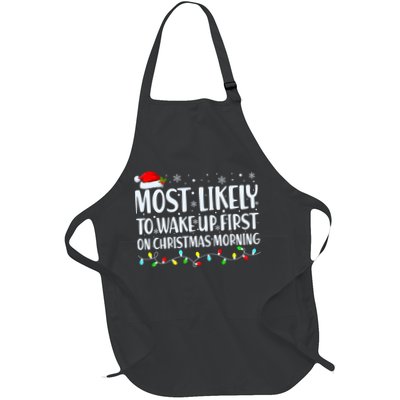 Most Likely To Wake Up First On Christmas Morning Xmas Light Apron