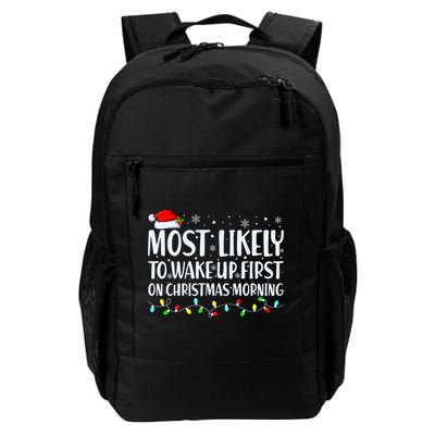 Most Likely To Wake Up First On Christmas Morning Xmas Light Backpack