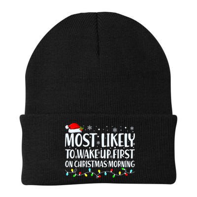 Most Likely To Wake Up First On Christmas Morning Xmas Light Beanie