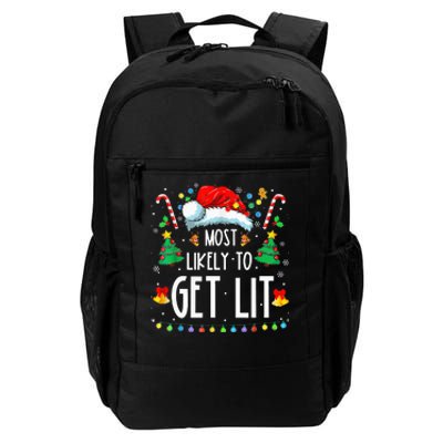 Most Likely To Get Lit Drinking Funny Family Christmas Xmas Daily Commute Backpack