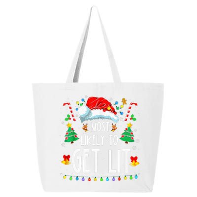 Most Likely To Get Lit Drinking Funny Family Christmas Xmas 25L Jumbo Tote