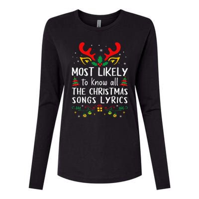 Most Likely To Know All The Christmas Songs Lyrics Matching Womens Cotton Relaxed Long Sleeve T-Shirt