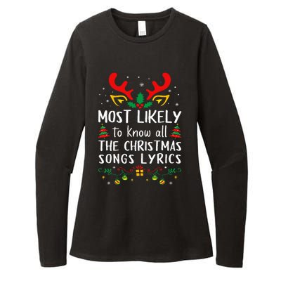 Most Likely To Know All The Christmas Songs Lyrics Matching Womens CVC Long Sleeve Shirt