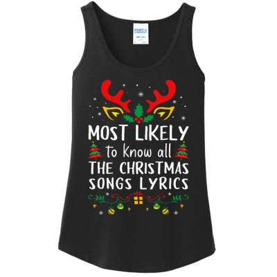 Most Likely To Know All The Christmas Songs Lyrics Matching Ladies Essential Tank