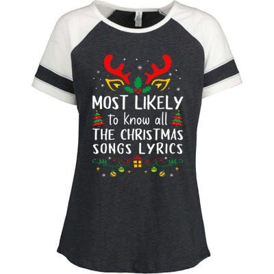 Most Likely To Know All The Christmas Songs Lyrics Matching Enza Ladies Jersey Colorblock Tee