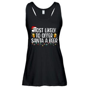 Most Likely To Offer Santa A Beer Funny Drinking Christmas Ladies Essential Flowy Tank