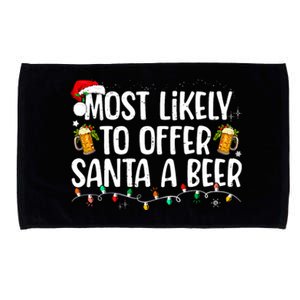 Most Likely To Offer Santa A Beer Funny Drinking Christmas Microfiber Hand Towel