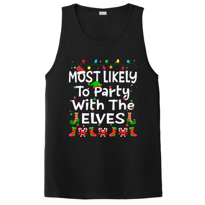 Most Likely To Party With The Elves Christmas Family Funny PosiCharge Competitor Tank