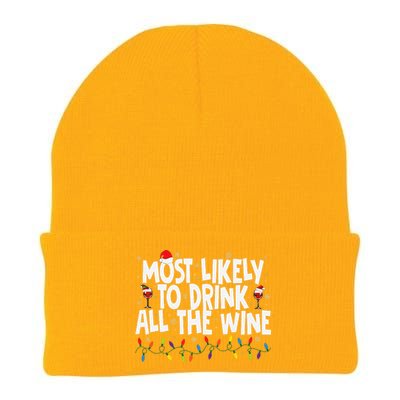 Most Likely To Drink All The Wine Family Matching Christmas Knit Cap Winter Beanie