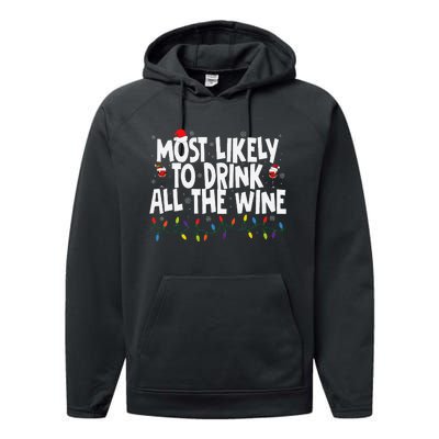 Most Likely To Drink All The Wine Family Matching Christmas Performance Fleece Hoodie